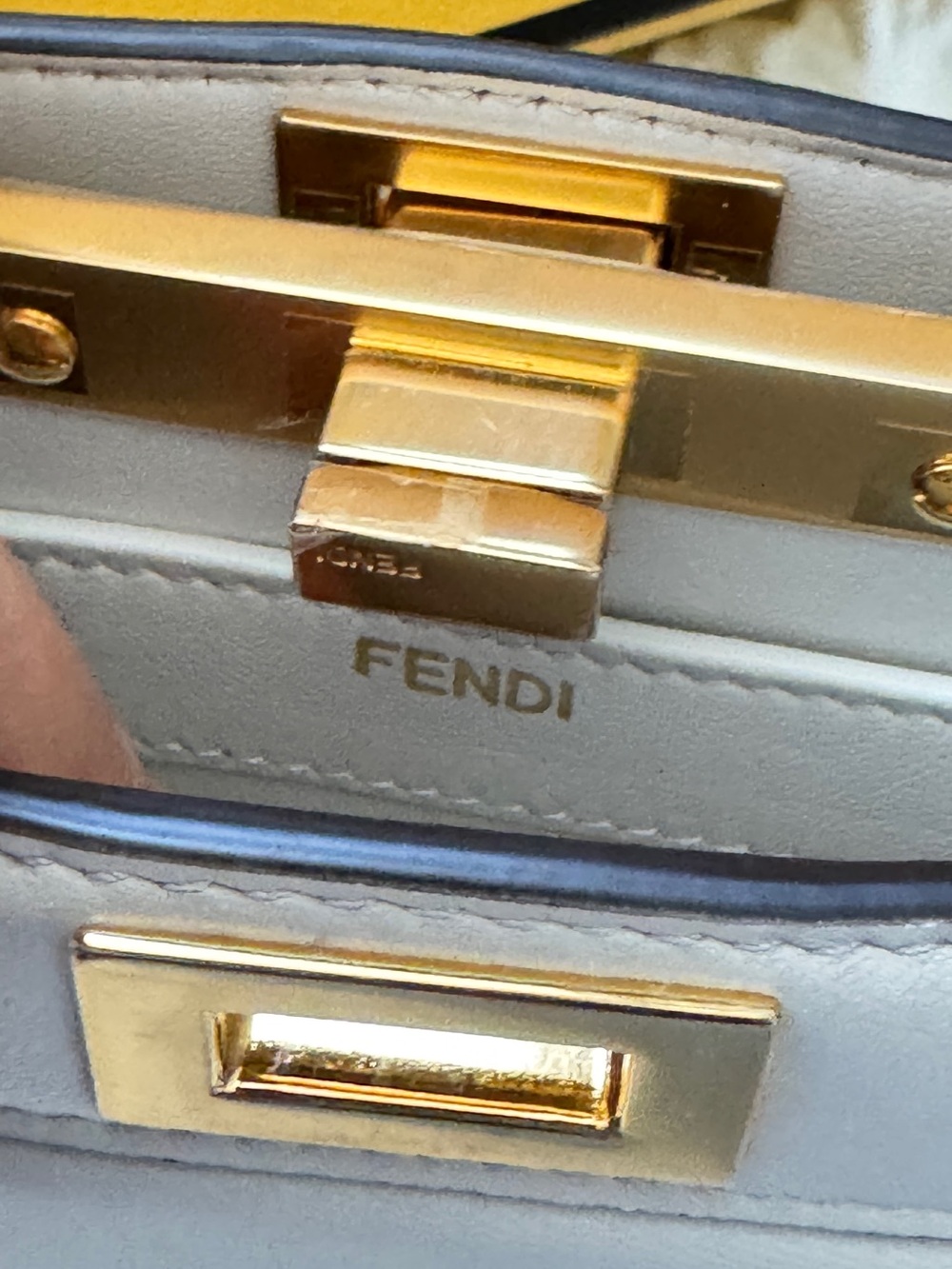 Fendi Cream Structured Top Handle Crossbody Bag with Gold Hardware - Picture 2 of 8